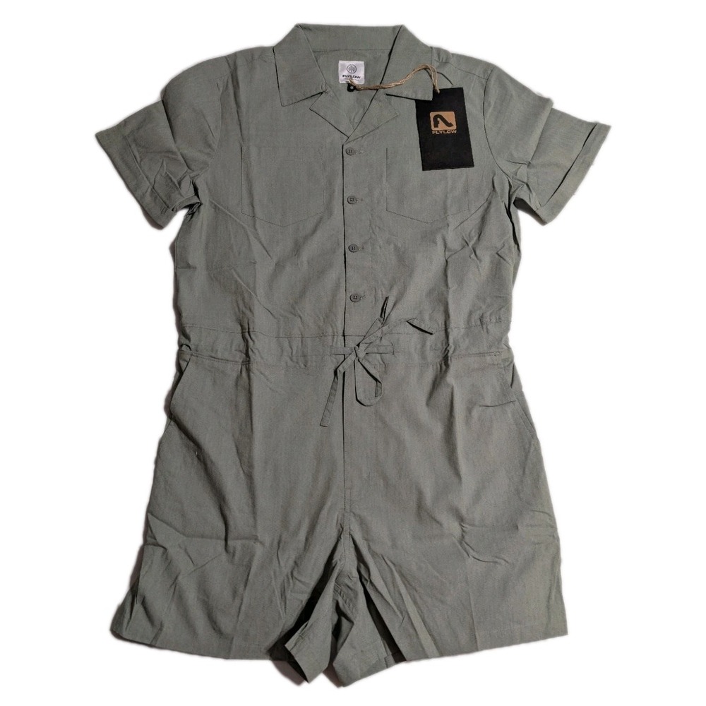 Flylow Around Town Romper Womens Medium Boa Green Utility Hiking NWT‎ $100